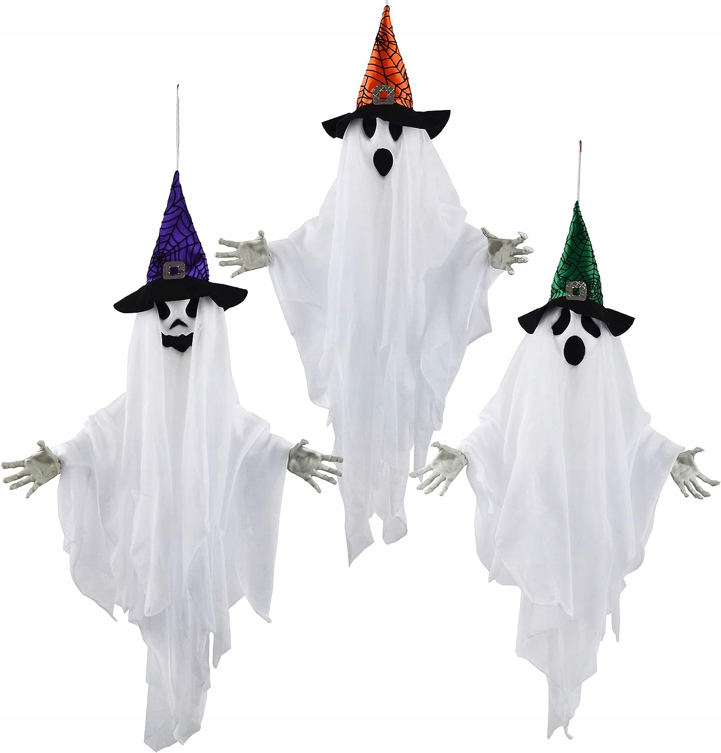 OZDOBY HALLOWEENSKÉ OZDOBKY ZÁVISNÉ STRAŠIDLÁ 3 ks. 63CM DUCH DUŠÍ